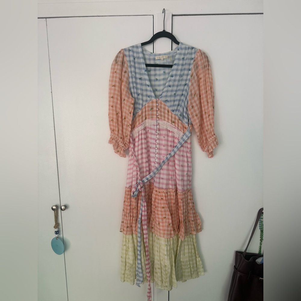 Love Shack Fancy Colorful Patchwork Dress